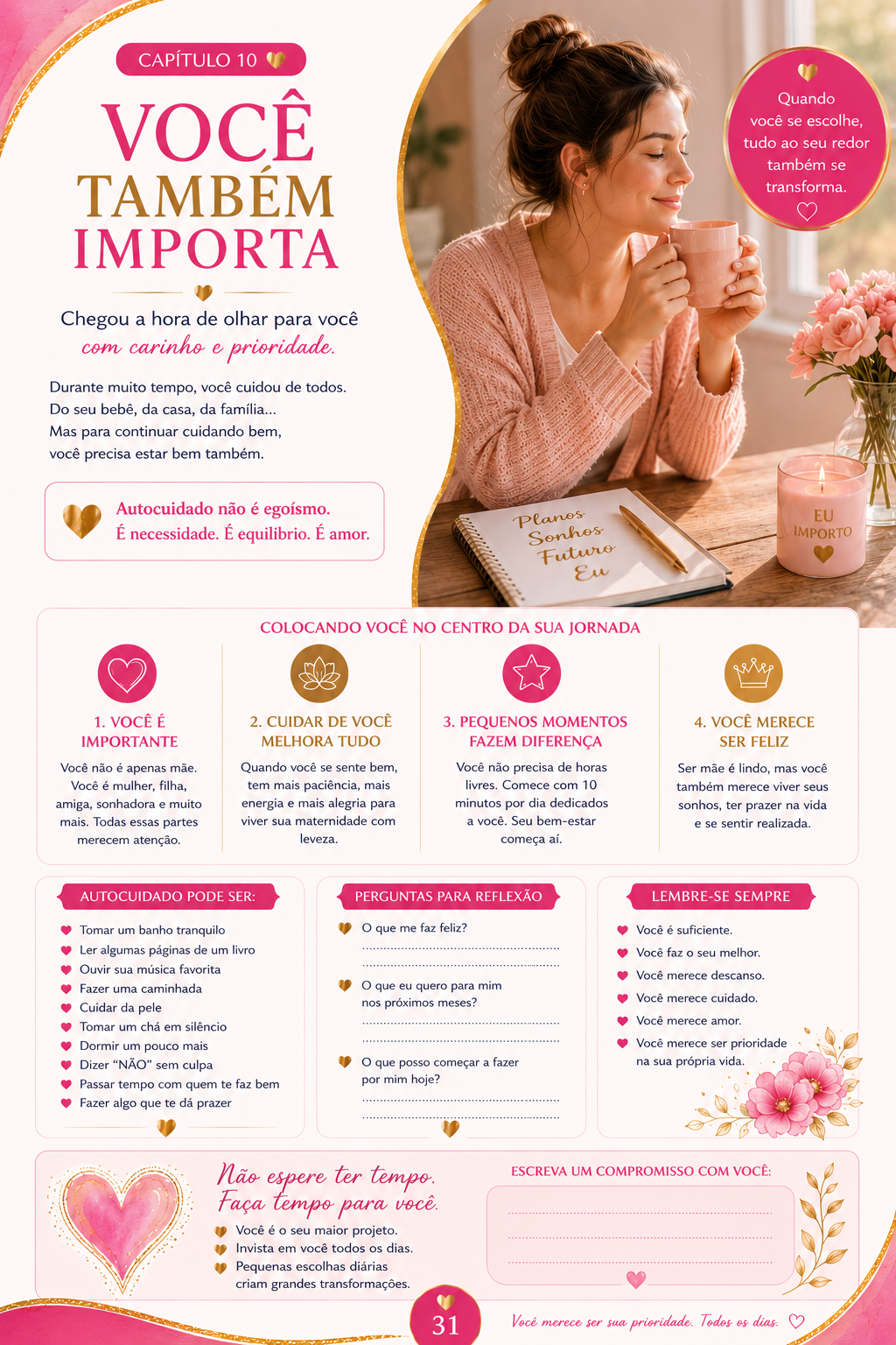 Página sobre autocuidado e prioridade